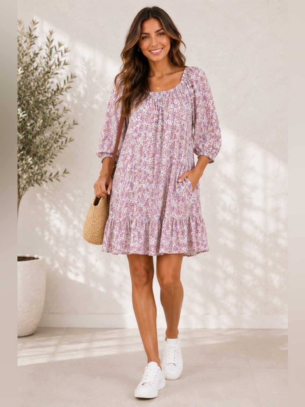 Hyacinth House Lilac Floral Huckleberry Mini Dress XXL #106